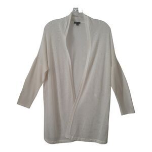 Lilla P Open Open Knit Cardigan Sweater Women's M  White Long Sleeves